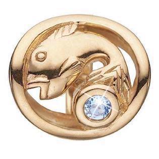 Christina Collect gold-plated silver Fish Zodiac with white stone (Mar 19 - Mar 19)